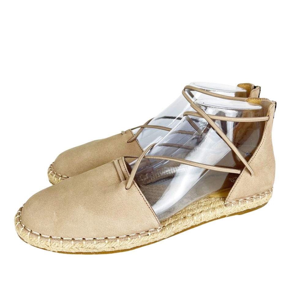 New Eileen Fisher 7.5 Leather Lace Up D'Orsay Lee Espadrille NUDE Flat Sandals - Picture 6 of 11